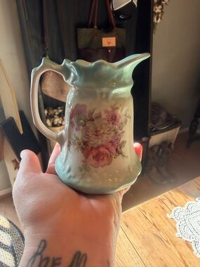 Vintage Floral Porcelain Pitcher